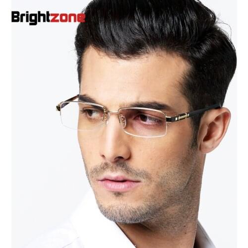 Gentlemen Options Pure Titanium Male Half Rim Eyeglasses Super Light Myopia Progressive Rx Glasses Frame oculos de grau gozluk