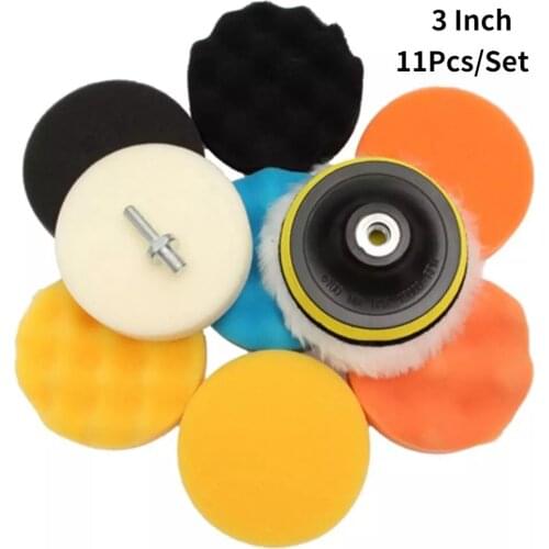 Set of 3 inch Car Polishing Disc Self-Adhesive Buffing Waxing Sponge Wool Wheel Polishing Pad For Car Polisher Drill Adapter