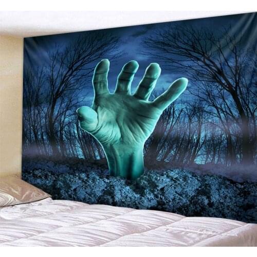 Newest Halloween Tapestry Wall Hanging Cartoon Skull Pumpkin Tree Witch Cover Halloween Tapestry Brand New