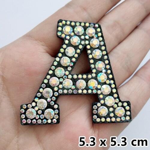 New Black Colorful Diamond Diy Name Patches Stickers Iron On Patch For Clothing 26 English Letter Badge Applique