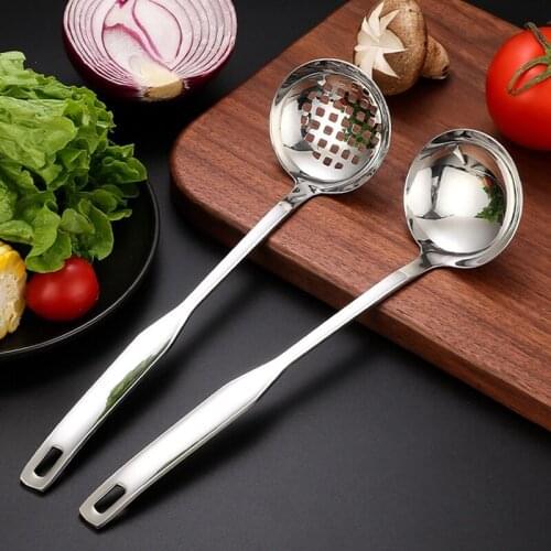 Stainless Steel Kitchen Ladle Thickened Soup Ladle Slotted Ladle Spoon Long Handle Soup Spoon For Home Kitchen Tools