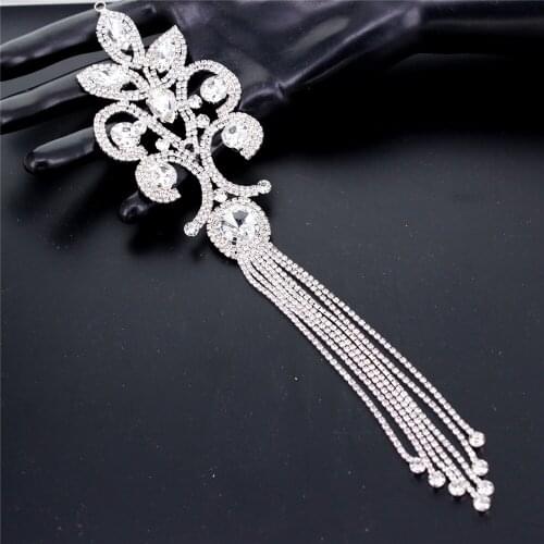 Sew On Rhinestone Trim Embellishment Rhinestone shoulder Tassel Patch Applique