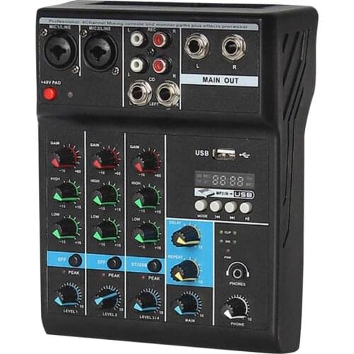Professional 4 Channel Bluetooth-compatible Mixer o Mixing DJ Console with Reverb Effect for Home Karaoke USB Live Stage KTV
