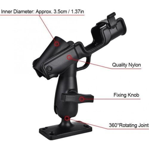 360 degree adjustable Fishing Rod rack Holders clamp on Removable Kayak Boat Support Pole stand Bracket With Base Mount