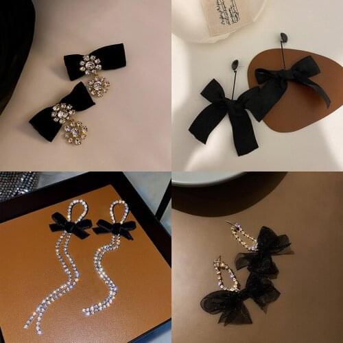 925 Silver Needle And Diamond Bow Earrings Retro Harbour Earrings Fashion Earrings Designed By Female Minority