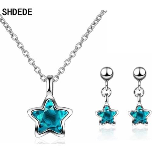 SHDEDE Star Pendant Necklaces Drop Earrings Jewelry Sets For Women Lovers Gift Embellished With Crystals From Swarovski -X316576