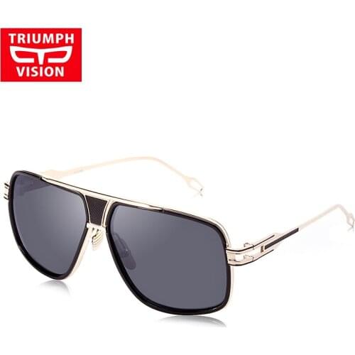 TRIUMPH VISION Luxury Brand Driving Sun Glasses For Men Pilot Square Sunglasses Men Shades Oversized Oculos Sun
