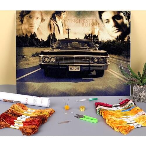 Supernatural Printed Fabric 11CT Cross-Stitch Patterns Embroidery DMC Threads Painting Handicraft Handmade Handiwork Floss