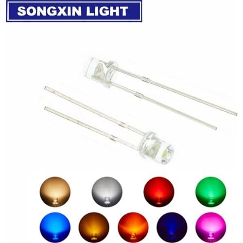 1000pcs LED F3 3mm Ultra Bright Flat top Head White Red Blue Green UV pink Diode bulb Wide Angle Light Emitting Lamp Diodes Led