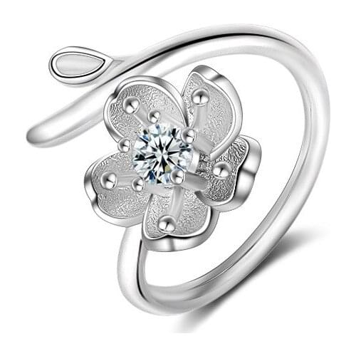Magic Romantic Flower Style Women Rings For Fashion Show Dress Ball Lady 925 Sterling Silver Engagement Ring For Cocktail Party