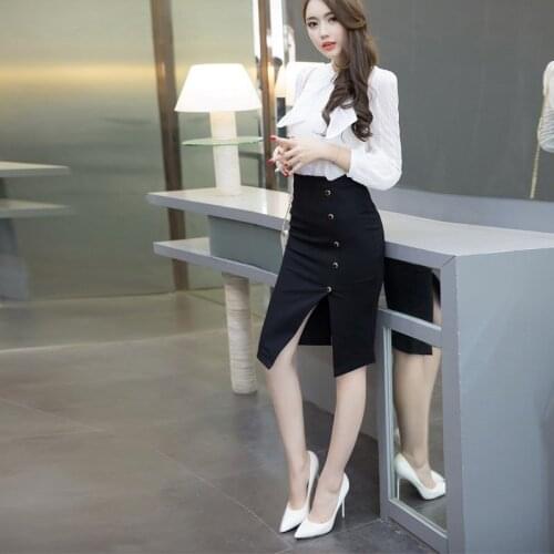 Stretch high waist bag hips skirt women mid-length slim split skirt wedding ceremony festive long skirts office lady clothes