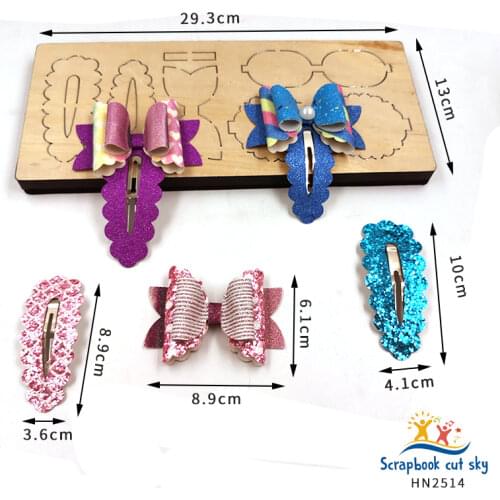 Bow And Wavy Water Drop Hairpin HN2514 Muyu Wooden Mold Scrapbook Dies Suitable For Market General Machines