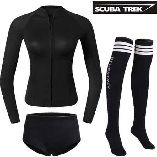 Lady wetsuits jacket top with shorts and long stockings