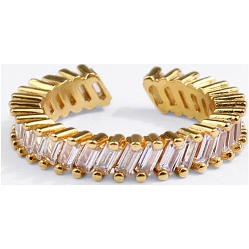 925 Sterling Silver Wedding Band Rings for Women Zircon Elegant Open Adjustable Rings Jewelry