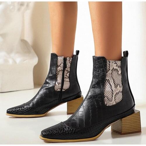 Botas Femininas Pointed Thick Heel Riding Boots Women 2021 Winter New High Heel Square Heel Short Boots Women Boots Side Zipper