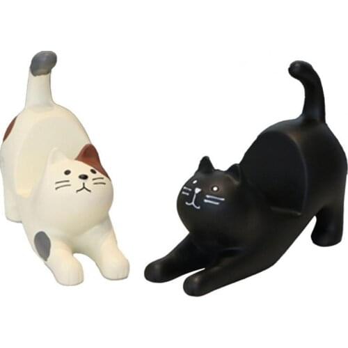 1pc Creative Home Decor White/Black Cats Phone Holder Convenient Lovely Design Cat Shape Bracket Desktop Ornaments Kids Gifts