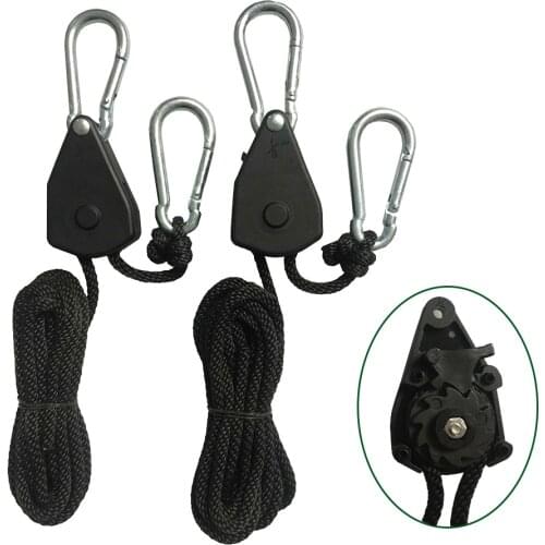 2/4Pcs 1/8 Inch Heavy Duty Adjustable Grow Light Ratchet Rope Hanger Yoyo For Grow Light Fixtures Gardening