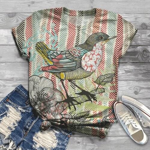 2021 mens and womens casual summer fashion 3D bird print T-shirt comfortable outdoor street shirt childrens T-shirt
