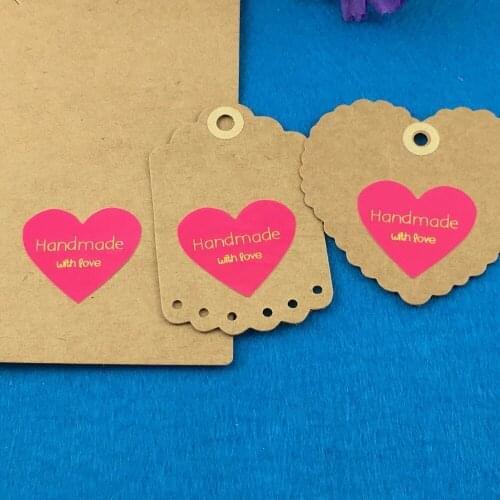 5000PCS/Lot Fashion heart-shaped paper printed"Handmade with you"Labels sealing Stickers packaging For Jewelry/Box/gift/envelope