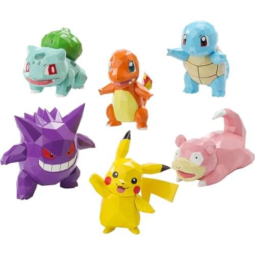 6PCS Original BANDAI Anime Pokemon Pocket Monsters Pikachu Hitokage Yadon Gangar Figuur Collection Action Model Kids Speelgoed