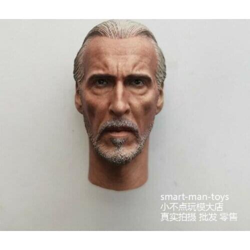 1/6 Scale White robe wizard Christopher Lee Male Haed Sculpt PVC Male Head Carving Fit for 12" Action Body