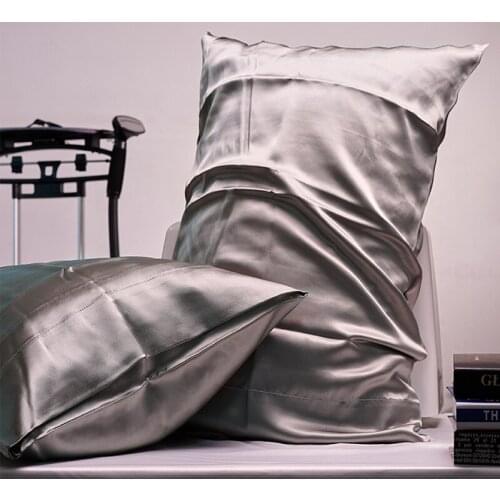 Free Shipping 100% Nature Mulberry Silk Pillowcase Zipper Pillowcases Pillow Case for Healthy Standard Queen King Multicolor