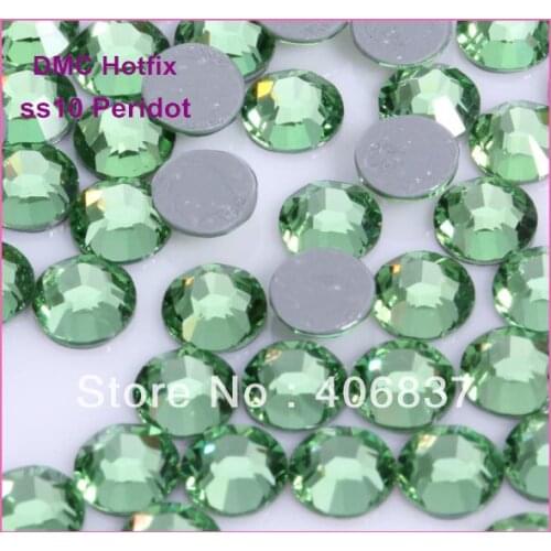 Free Shipping! 1440pcs/Lot, ss10 (2.7-2.9mm) High Quality DMC Peridot Iron On Rhinestones / Hotfix Rhinestones