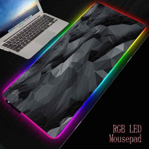 XGZ Nature Black Triangle Texture RGB Big Mouse Pad PC Game LED Cool Side Lights High Quality Keyboard Pad