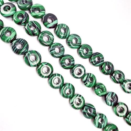 1 Strand 20Pcs 10x4mm Green And Black Malachite Large Hole Beads For DIY Jewelry Making Accessories 15.5Inch Exquisite Gift