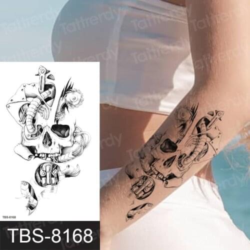 Skull sleeve tattoo designs for men women temporary armband tattoos dragon black henna tatoos wrist arm legs body art stickers