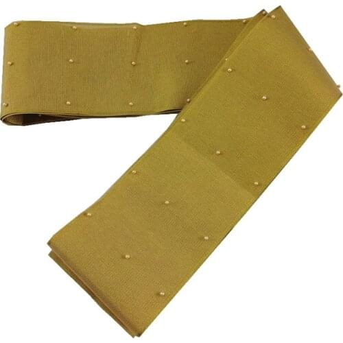 Latest design peach aso oke gele with beads 016V length 4.3M Nigeria headties for dress garments