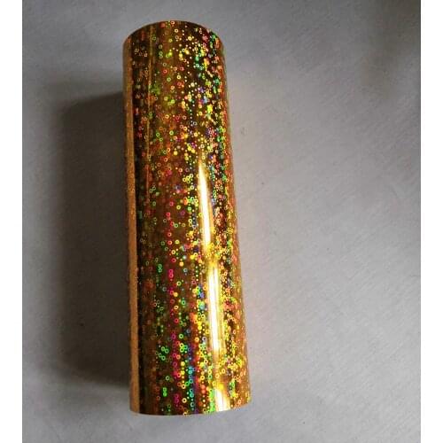 Hot stamping foil holographic foil gold small circle pattern hot press on paper or plastic heat transfer film 64cm x 120m