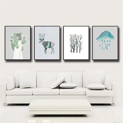 Green Plants Canvas Art Print Painting Poster, Wall Pictures For Child Baby Room Home Decoration Wall Decor quadro canvas