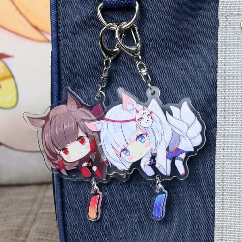 Game Azur Lane Laffey Akagi Nagato Kaga Cartoon Keychain Acrylic Keyring Double-Side Pattern Itabag Pendant Toy Student