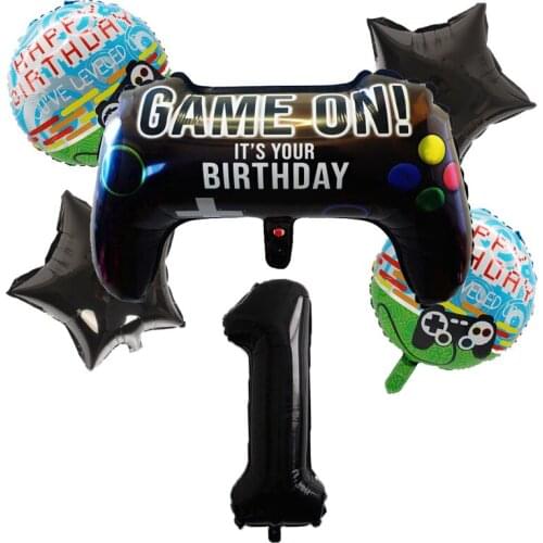 Black Gamepad Game Controller Gaming Foil Balloons Birthday Party Decorations Kids Black Match Props Gaming Event Supplies Balls