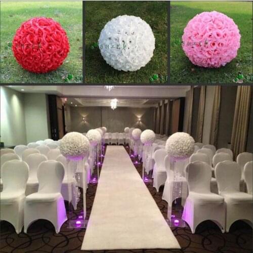 20" 50 cm Large Size White color Artificial Rose Silk Flower Kissing Balls For Wedding Party Centerpieces Decorations supplies