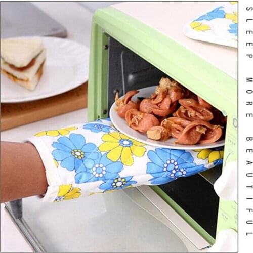 2 PCS Kitchen Baking Cook Insulated Padded Oven Gloves Mitt Heat Insulation Pad Cotton Non-slip Heat Resistant Microwave