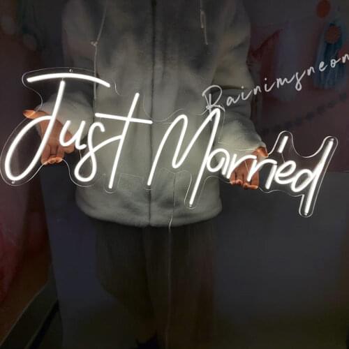 Custom Led Just Married Neon Light Sign Wedding Decoration Bedroom Home Wall Decor Marriage Party Decorative Illuminated