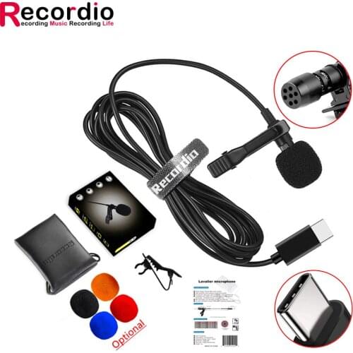 GAM-140T Type C Mini Lapel Lavalier Clip-on Condenser Microphone Mic for Android iOS Mobile Phone USB Microphone