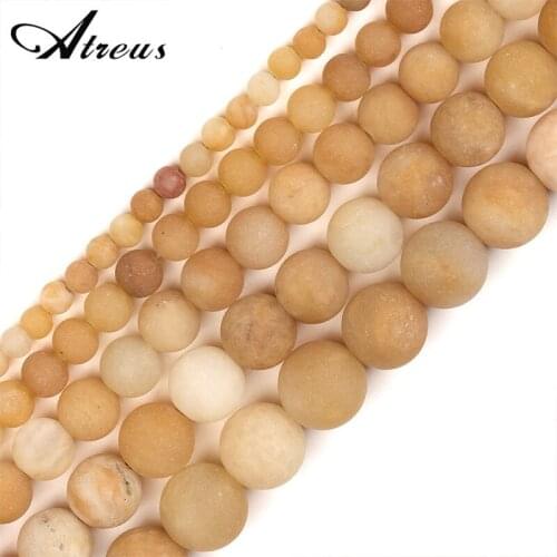 Old Topaz Mainly Yellow Fashion Atreus New 4-12mm Matte Natural Stone Round Beads For Jewelry Making Suitable For Men Or Women