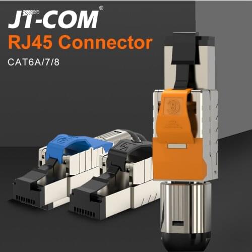 RJ45 Metal Connector CAT6A/7/8 Industrial grade Ethernet Cable Shielded Head Plug 40Gb Network RJ45 Crimper Connector