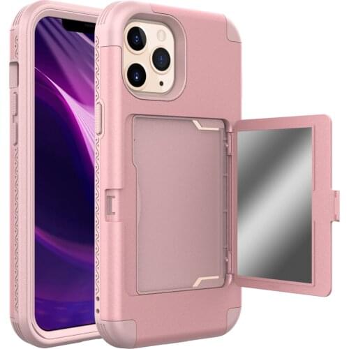 Luxury Make up Mirror Armor Case For iPhone 12 Mini 12 Pro MAX 11 Pro SE 2020 XS XR 8 7 6 Plus Wallet Card Slots Holder Cover