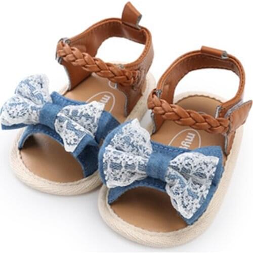 Baby Sandals Infant Girls Shoes Princess Bowknot Toddler Summer Sandals PU Non-slip Shoes 0-18M