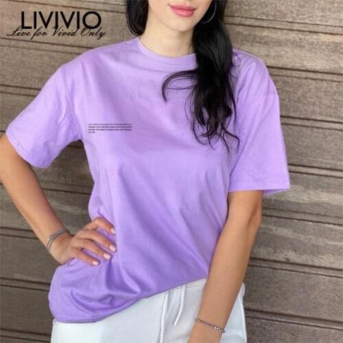 [LIVIVIO] Family Casual T-Shirt Fashion Couple 100% Cotton Print Women tshirt Female Solid Tees Ladies and Men Summer Tops