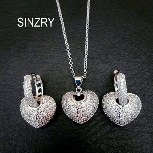 SINZRY new cubic zirconia stone CZ lady heart shape zircon love pendant necklace earring jewelry set stylish jewelry