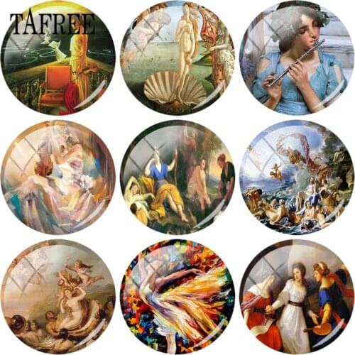 TAFREE Vintage Western Arts Of Music And Painting 25mm Round Glass Cabochon Dome DIY Cameo Pendant Settings Jewelry Findings
