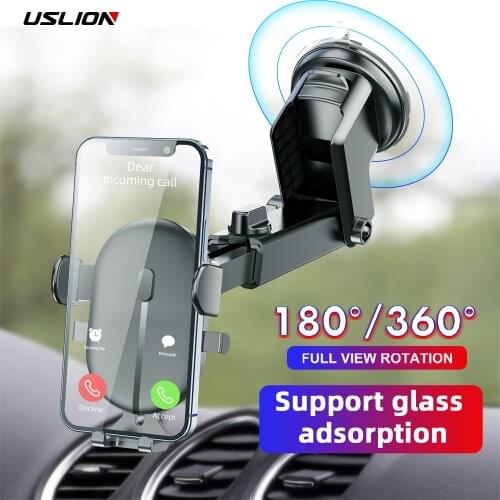 USLION Car Phone Holder Mobile Phone Holder Stand in Car No Magnetic 360° Rotation GPS Mount Support For iPhone 12 Pro Max