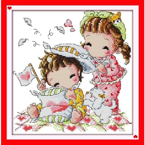 Everlasting Love Preparing For Bedtime Chinese Cross Stitch Kits Ecological Cotton Printed 14CT DIY Gift Christmas Decoration