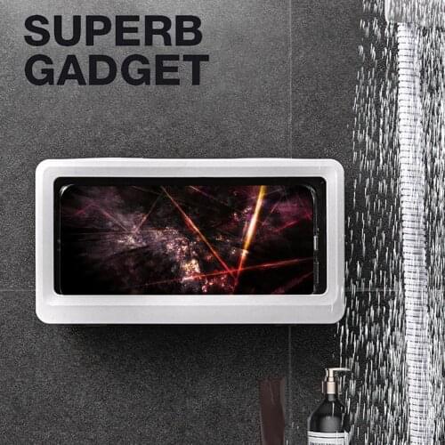 Home Wall Waterproof Mobile Phone Box Self-adhesive Holder Bathroom Phone Shell Shower Sealing Storage Box Home Decor