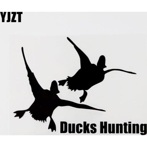 YJZT 15.1CM×11CM Fashion Ducks Hunting Car Sticker Decal Black/Silver Vinyl 8C-0727